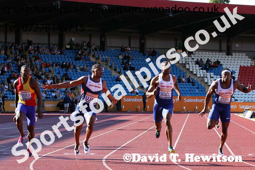 Mens 100 metres, Sainsbury's British Champs, Alexander Stadium, Birmingham. Photo: David T. Hewitson/Sprts for All Pics